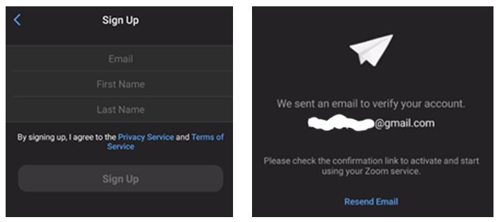 Sign up - verifikasi email Zoom
